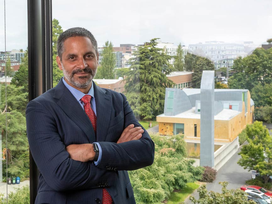 President Peñalver stands inside the new Sinegal Center overlooking the chapel